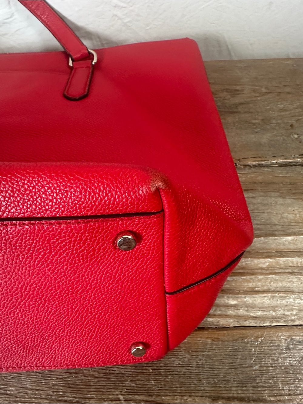 kate spade Red Embossed Pebbled Leather Tote - Picture 8 of 11
